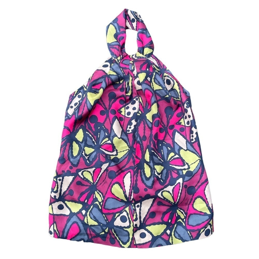 TRINA TURK SILK HALTER BUTTERFLY BLOUSE